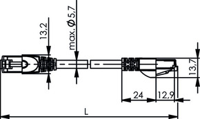 Telegärtner Patchkabel F/UTP Cat.5e weiß, 0,5 m, MP8, LSZH 100008162