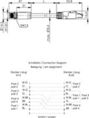 Telegärtner STX M12x1-RJ45 VL X-kod. Cat.6A(IEC) 100017241