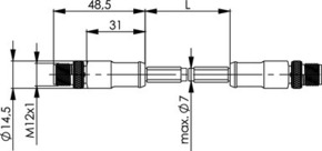 Telegärtner STX M12x1-M12x1 VL D-kod. Cat.5 100017268