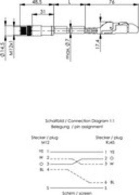 Telegärtner STX M12x1-RJ45 VL D-kod. Cat.5 100017296