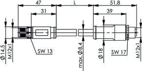 Telegärtner STX M12x1-M12x1 VL X-kod. Cat.6A(IEC) 100017376
