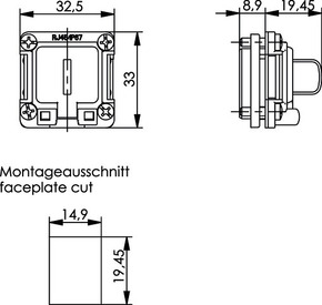 Telegärtner RJ45 Ind.IP67 EB-Flansch mit Montage-Set 100023156