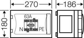 Hensel Lastschaltergehäuse 63A,3pol. +PE+N FP 5101