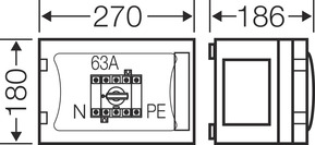 Hensel Lastschaltergehäuse 63A,3pol. +PE+N FP 5101
