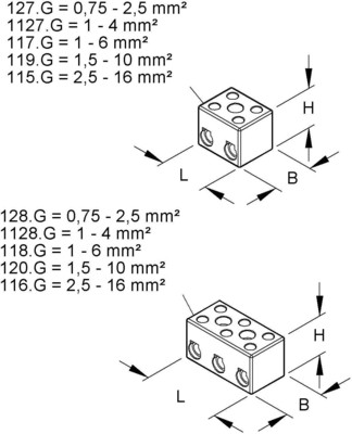 HKL Anschlussklemme 1-4qmm 3p., weiß 1128.G