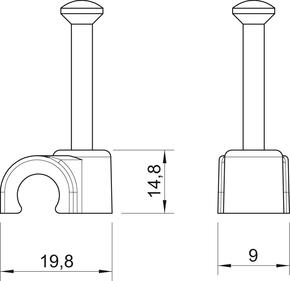 OBO Bettermann Vertr ISO-Nagel-Clip 12mm, L35, tief-sw 2012 35 SW