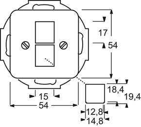 Busch-Jaeger Zentralscheibe alpinweiß für 2 Modular Jack 2561-02-214