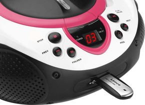 LENCO UKW-Radio CD/MP3 tragbar USB,pink SCD-38 USB pink