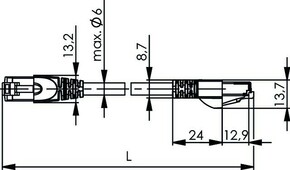 Telegärtner Patchkabel S/FTP 6A gr 13,0m 100009304