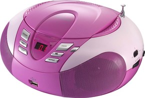 LENCO UKW-Radio m.CD tragbar USB,pink SCD-37 USB pink
