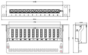 EFB-Elektronik Mini-Patchpanel 12xRJ45, grau 37736.12