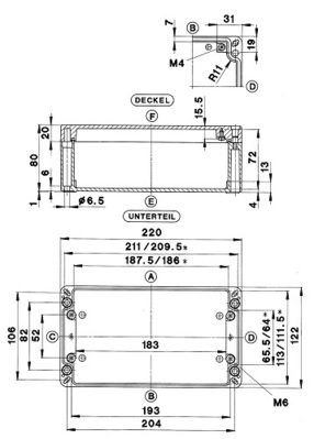 Bernstein Aluminiumgehäuse kpl. o.Bohr. 220x122 GEH.CA-230