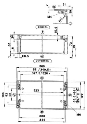 Bernstein Aluminiumgehäuse 360x122x80mm GEH.CA-250