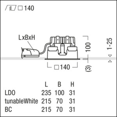 Zumtobel Group LED-Einbauleuchte 2700-6500K P-INFQ140H #60818566
