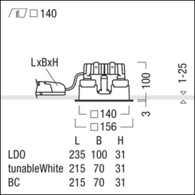 Zumtobel Group LED-Einbauleuchte 2700-6500K P-INFQ140H #60818575