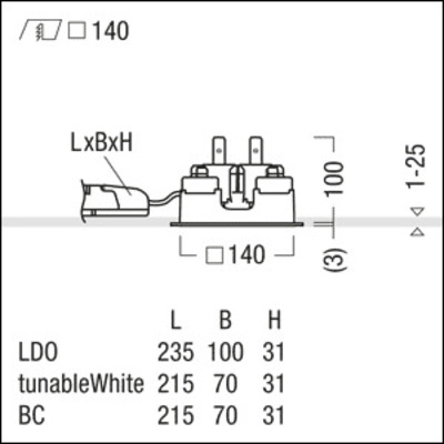 Zumtobel Group LED-Einbauleuchte 2700-6500K P-INFQ140L #60818562