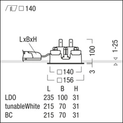 Zumtobel Group LED-Einbauleuchte 2700-6500K P-INFQ140L #60818571