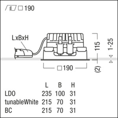 Zumtobel Group LED-Einbauleuchte 2700-6500K P-INFQ190H #60818600