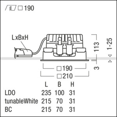 Zumtobel Group LED-Einbauleuchte 2700-6500K P-INFQ190H #60818609