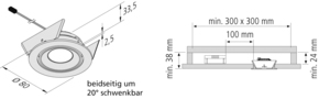 Hera LED-Einbauleuchte chr/mt schwenkbar 20202750106