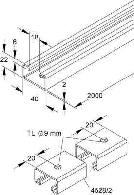 HKL Profilschiene 2m ST TZN 4528/2