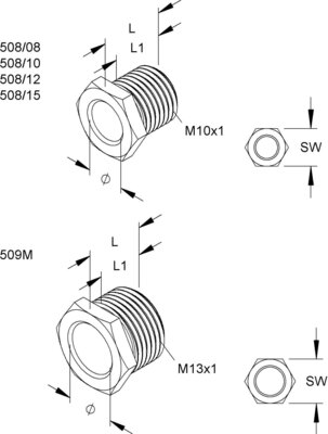 HKL Trompetennippel M10X1 15mm 508/15