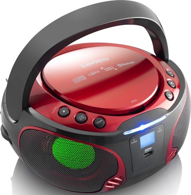 LENCO UKW-Radio CD/MP3 tragbar USB,BT SCD-550 red