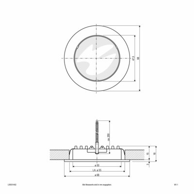 EVN Lichttechnik LED-Deckeneinbauleuchte 3000K 350mA IP20 si L55031402