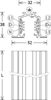LTS Licht&Leuchten DALI-Stromschiene 1m weiß Einbau ST-E 10/9000-1-R WS