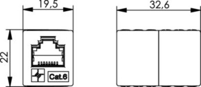 Telegärtner AMJ-Kupplung K Cat.6 iso RJ45 (f-f),alpinweiß 100023166