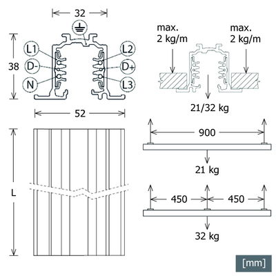 LTS Licht&Leuchten DALI-Stromschiene 4m weiß Einbau ST-E 40/9000-4-R WS