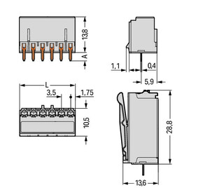 WAGO GmbH & Co. KG THT-Federleiste gerade 3,5mm,lichtgrau 2091-1306