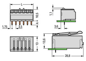 WAGO GmbH & Co. KG THR-Federleiste abgewink. 3,5mm,lichtgrau 2091-1322/200-000 WAGO GmbH & Co. KG THR-Federleiste abgewink. 3,5mm,lichtgrau 2091-1322/200-000