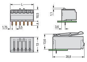 WAGO GmbH & Co. KG THR-Federleiste abgewink. 3,5mm,lichtgrau 2091-1326/200-000
