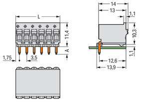 WAGO GmbH & Co. KG 1-Leiter-THT-Federleiste CAGE CLAMP,lichtgrau 2091-1353