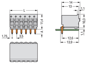 WAGO GmbH & Co. KG 1-Leiter-THR-Federleiste CAGE CLAMP,lichtgrau 2091-1378/200-000