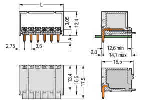 WAGO GmbH & Co. KG THR-Stiftleiste Lötstift 1,0mm,abgew.,lgr 2091-1428/200-000/99