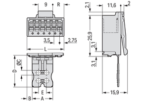 WAGO GmbH & Co. KG 1-Leiter-Stiftleiste CAGECLAMP,1,5mm²,lgr 2091-1512/002-000