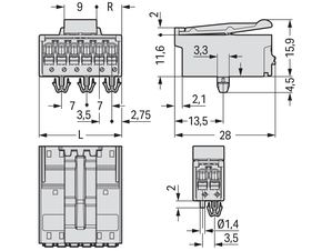 WAGO GmbH & Co. KG 1-Leiter-Stiftleiste CAGECLAMP,1,5mm²,lgr 2091-1525/020-000