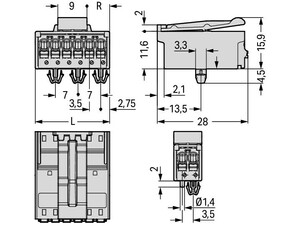 WAGO GmbH & Co. KG 1-Leiter-Stiftleiste CAGECLAMP,1,5mm²,lgr 2091-1528/020-000