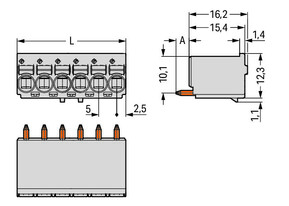 WAGO GmbH & Co. KG 1-Leiter-THT-Federleiste CAGE CLAMP,lichtgrau 2092-1174/000-1000
