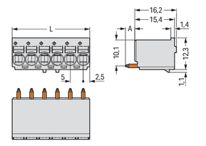 WAGO GmbH & Co. KG 1-Leiter-THT-Federleiste CAGE CLAMP,lichtgrau 2092-1182