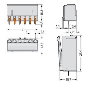WAGO GmbH & Co. KG THR-Federleiste gerade 5mm,lichtgrau 2092-1304/200-000