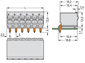 WAGO GmbH & Co. KG 1-Leiter-THT-Federleiste CAGE CLAMP,lichtgrau 2092-1376