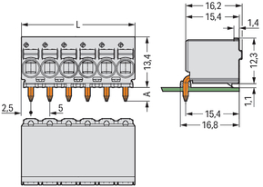 WAGO GmbH & Co. KG 1-Leiter-THT-Federleiste CAGE CLAMP,lichtgrau 2092-1382