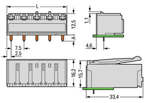 WAGO GmbH & Co. KG THR-Federleiste abgewink. 7,5mm,lichtgrau 2092-3322/200-000