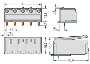 WAGO GmbH & Co. KG THR-Federleiste abgewink. 7,5mm,lichtgrau 2092-3322/200-000