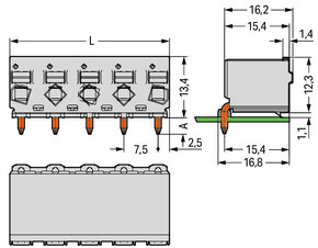 WAGO GmbH & Co. KG 1-Leiter-THT-Federleiste CAGE CLAMP,lichtgrau 2092-3374