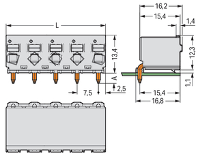 WAGO GmbH & Co. KG 1-Leiter-THT-Federleiste CAGE CLAMP,lichtgrau 2092-3374