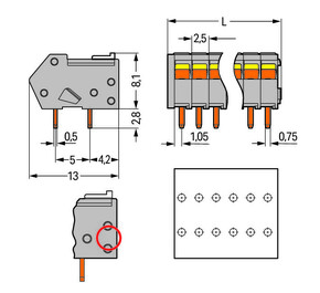 WAGO GmbH & Co. KG Leiterplattenklemme 0,5mm²,grau 218-116